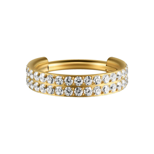 Stainless Steel Geometric Nose Ring And Ear Bone Ring With Electroplating And Three Layer Inlaid White Zircon