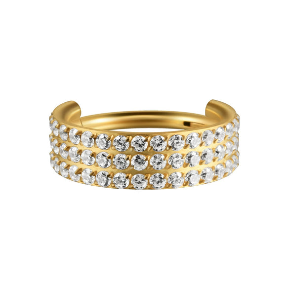 Stainless Steel Geometric Nose Ring And Ear Bone Ring With Electroplating And Three Layer Inlaid White Zircon