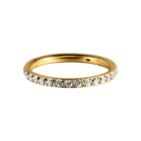 Stainless Steel Geometric Nose Ring And Ear Bone Ring With Electroplating And Three Layer Inlaid White Zircon
