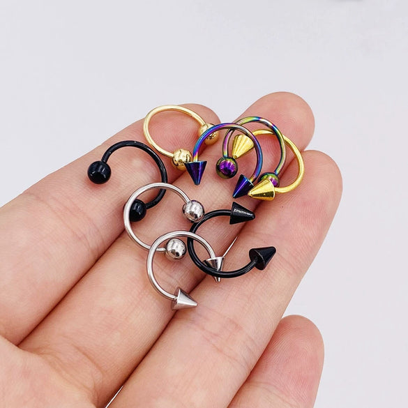 Stainless Steel Geometric Nose Ring Body Puncture Jewelry Electroplated