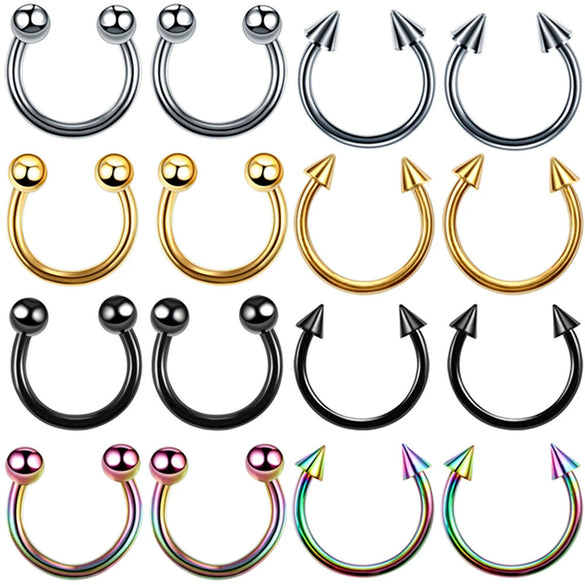 Stainless Steel Geometric Nose Ring Body Puncture Jewelry Electroplated