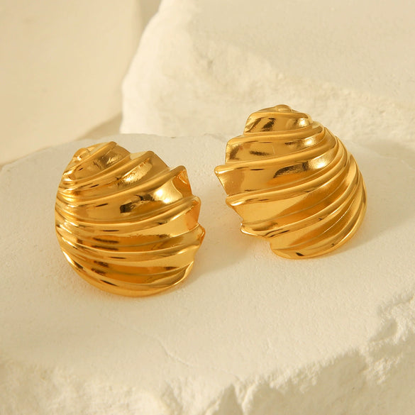 Stainless Steel Geometric Oblique Thread Electroplating Women's Earrings