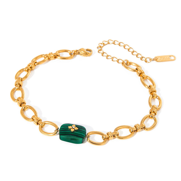 Stainless Steel Geometric Ochain Bracelet For Women Electroplated Retro Style Jewelry