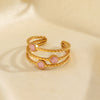 Stainless Steel Geometric Oil Drop 3Layer Round Bead Open Hiphop Lady Ring Electroplated