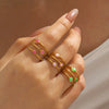 Stainless Steel Geometric Oil Drop 3Layer Round Bead Open Hiphop Lady Ring Electroplated