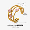 Stainless Steel Geometric Oil Drop 3Layer Round Bead Open Hiphop Lady Ring Electroplated