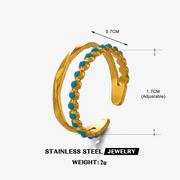 Stainless Steel Geometric Oil Drop Open Ring For Women Electroplated Hiphop Retro Style