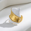 Stainless Steel Geometric Oil Drop Ring Vacuum Goldplated