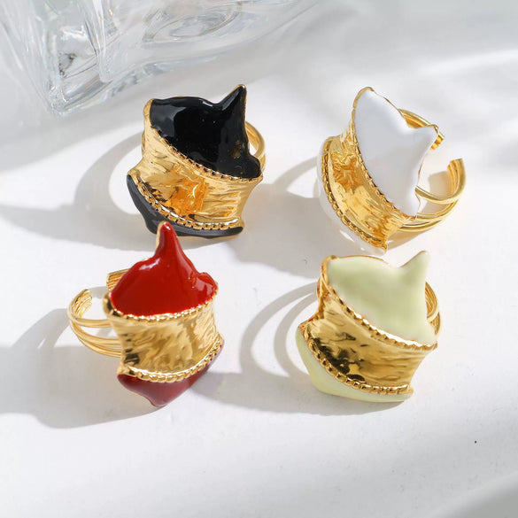 Stainless Steel Geometric Oil Drop Ring Vacuum Goldplated