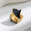 Stainless Steel Geometric Oil Drop Ring Vacuum Goldplated