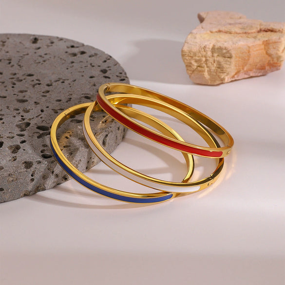 Stainless Steel Geometric Oil Dropping Buckle Bracelet Electroplated Hand Jewelry
