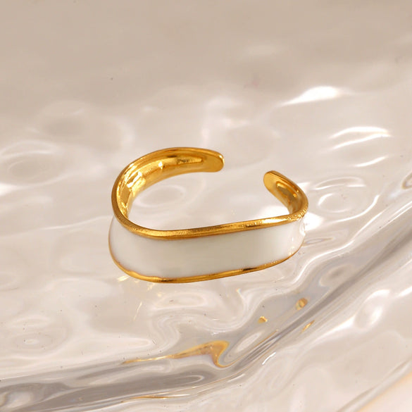 Stainless Steel Geometric Oil Dropping Electroplating Women's Ring