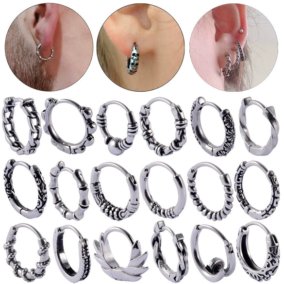 Stainless Steel Geometric Oiltreated Leaves Twist Wings Punk Retro Earring
