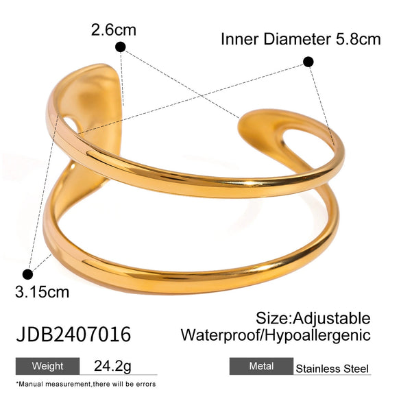 Stainless Steel Geometric Open Bracelet Electroplated