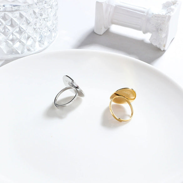 Stainless Steel Geometric Open Ring Adjustable Electroplated Exaggerated Statement Ring For Women And Unisex