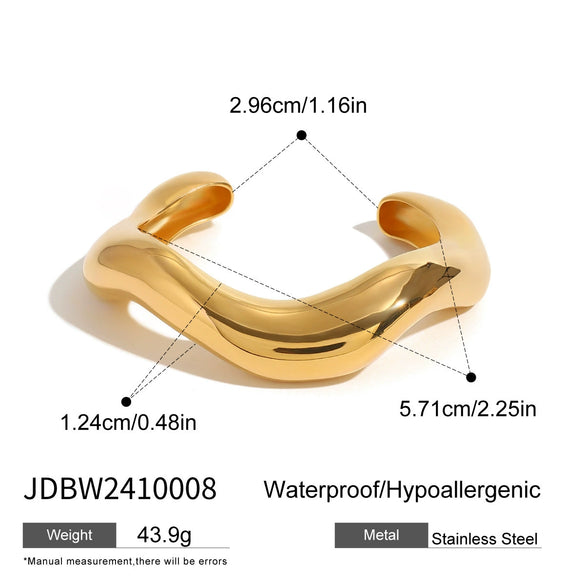 Stainless Steel Geometric Open Ring Bracelet With Electroplating