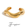 Stainless Steel Geometric Open Ring Bracelet With Electroplating