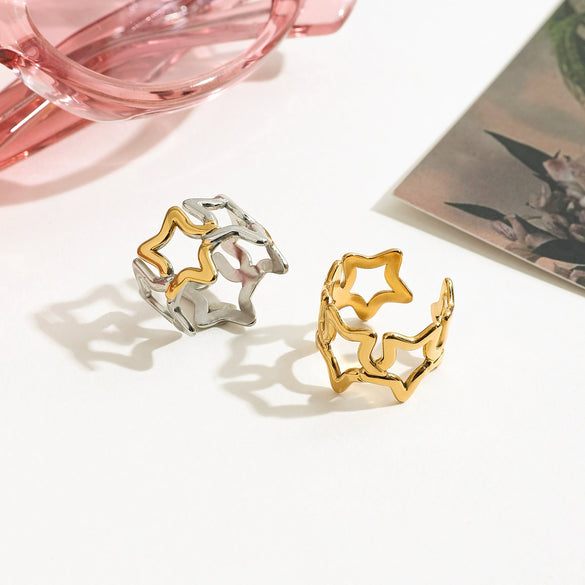 Stainless Steel Geometric Open Ring Electroplated Highend Jewelry