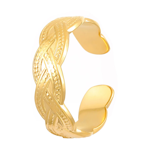 Stainless Steel Geometric Open Ring Electroplated 18K Goldplated For Women