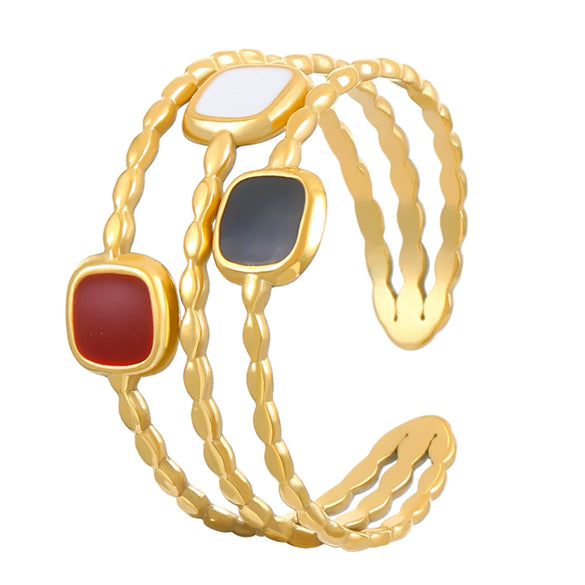 Stainless Steel Geometric Open Ring Electroplated 18K Goldplated For Women