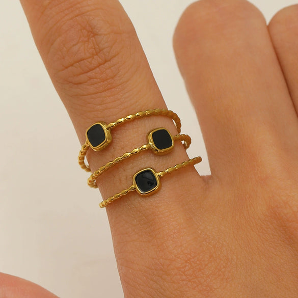 Stainless Steel Geometric Open Ring Electroplated 18K Goldplated For Women