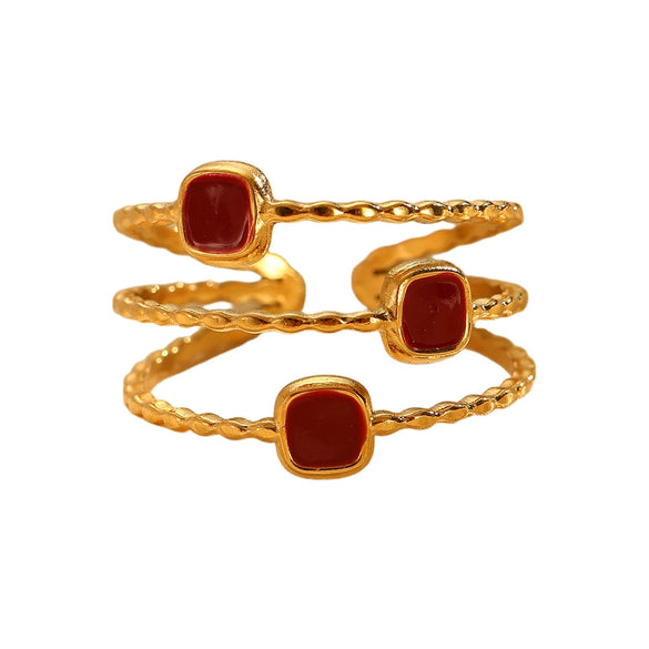 Stainless Steel Geometric Open Ring Electroplated 18K Goldplated For Women