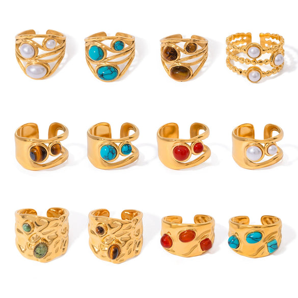 Stainless Steel Geometric Open Ring Electroplating Women's Hand Jewelry