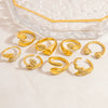 Stainless Steel Geometric Open Ring Jewelry Electroplated With Bright Stone And 18K Gold Colorpreserving Feature