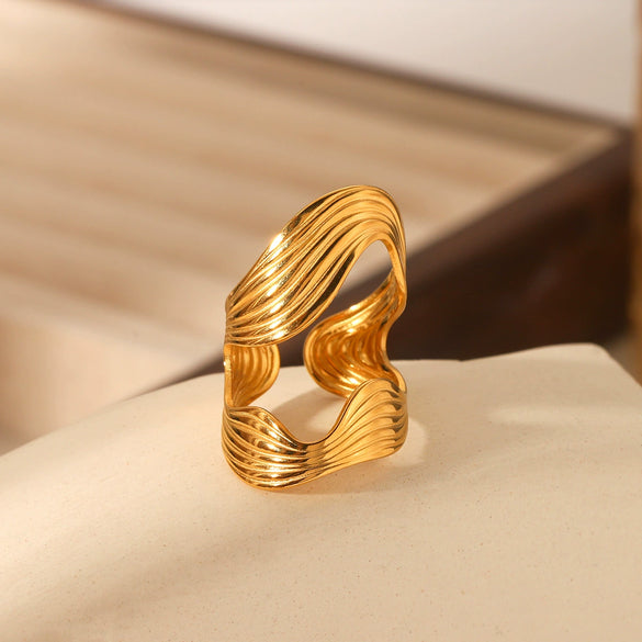 Stainless Steel Geometric Open Ring Jewelry With Electroplating And Minimalist Design