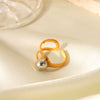 Stainless Steel Geometric Open Ring With Gold And Silver Color Matching And Electroplating