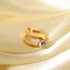 Stainless Steel Geometric Open Ring With Gold And Silver Color Matching And Electroplating