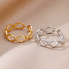 Stainless Steel Geometric Opening Adjustable Ring Inlaid With Gold For Men