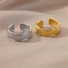 Stainless Steel Geometric Opening Adjustable Ring Inlaid With Gold For Men