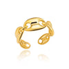 Stainless Steel Geometric Opening Adjustable Ring Inlaid With Gold For Men