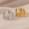 Stainless Steel Geometric Opening Adjustable Ring Inlaid With Gold For Men