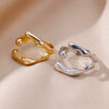 Stainless Steel Geometric Opening Adjustable Ring Inlaid With Gold For Men