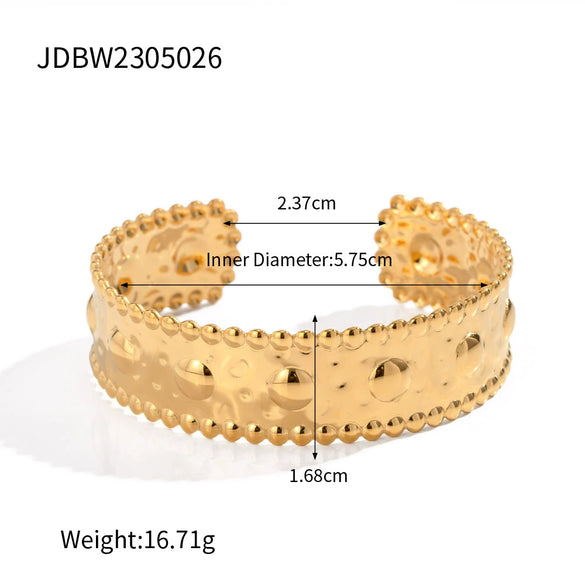 Stainless Steel Geometric Opening Bracelet With Electroplating