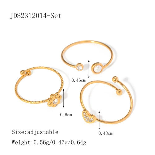 Stainless Steel Geometric Opening Ring Electroplated Hand Jewelry