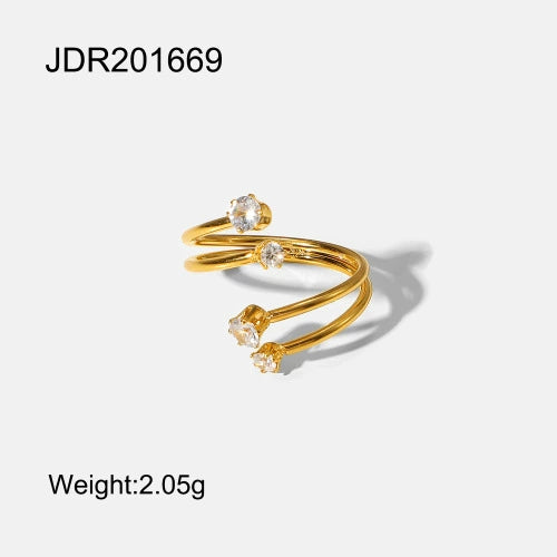 Stainless Steel Geometric Opening Ring Electroplated Hand Jewelry