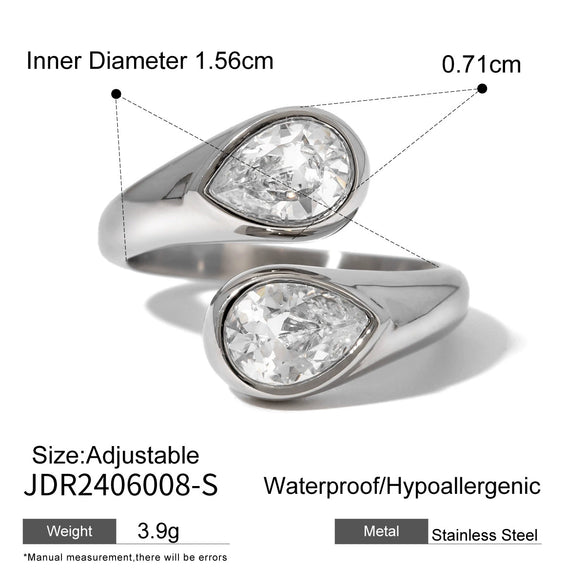Stainless Steel Geometric Opening Ring Electroplated Hand Jewelry