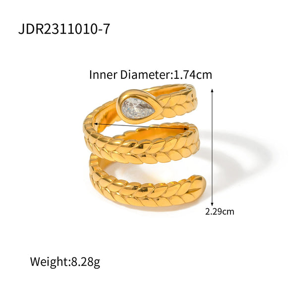 Stainless Steel Geometric Opening Ring Electroplated Hand Jewelry