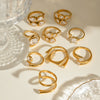 Stainless Steel Geometric Opening Ring Electroplated Hand Jewelry