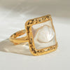 Stainless Steel Geometric Opening Ring Electroplated Hand Jewelry