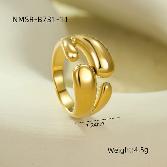 Stainless Steel Geometric Opening Rings Electroplated Jewelry