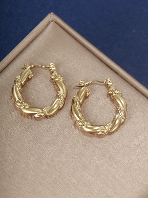 Stainless Steel Geometric Oval Earrings For Women With Electroplating Design