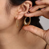 Stainless Steel Geometric Oval Earrings For Women With Electroplating Design