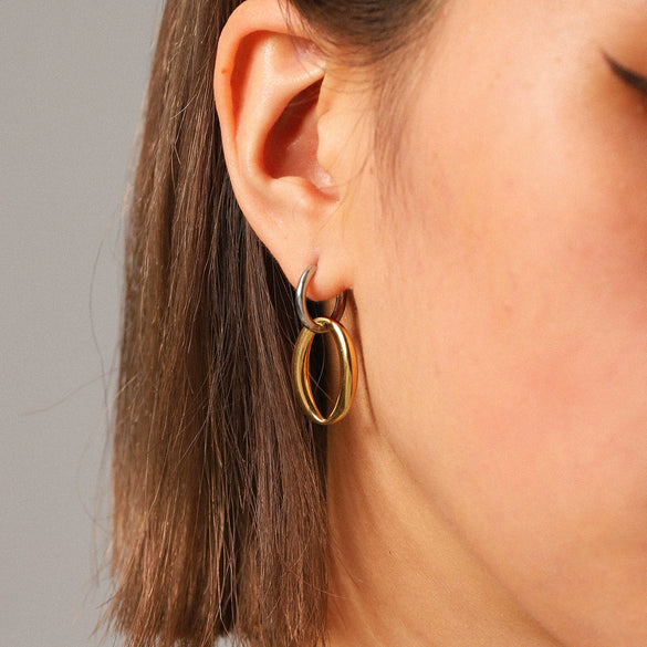 Stainless Steel Geometric Oval Electroplated Women's Earrings