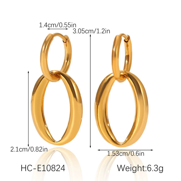 Stainless Steel Geometric Oval Electroplated Women's Earrings