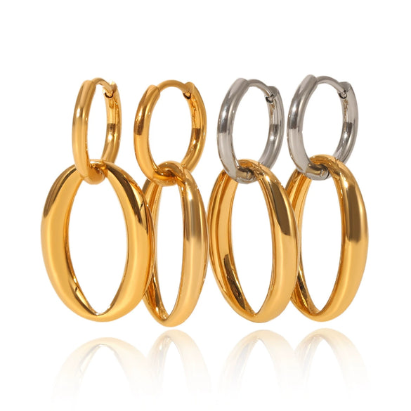 Stainless Steel Geometric Oval Electroplated Women's Earrings