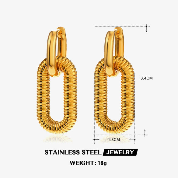 Stainless Steel Geometric Oval Handmade Polished Electroplated Hip Hop Style Women's Earrings
